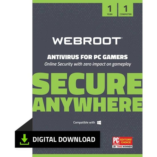 Webroot – Antivirus Protection and Internet Security for PC Gamers (1-Device) (1-Year Subscription) – Windows