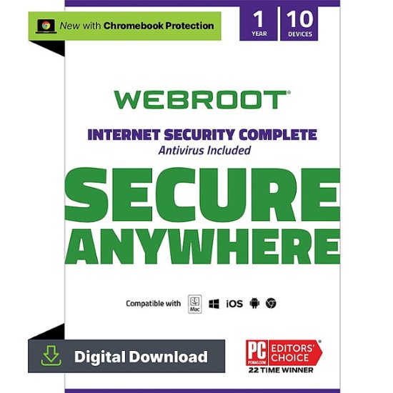 Webroot – Complete Internet Security + Antivirus Protection (10 Devices) (1-Year Subscription) – Android, Apple iOS, Chrome, Mac OS, Windows