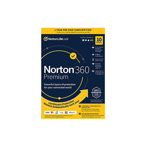 Norton 360 Premium–Antivirus software for 10 Devices- 1 Year