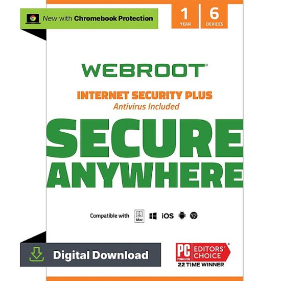 Webroot – Internet Security Plus + Antivirus Protection (6 Devices) (1-Year Subscription) – Android, Apple iOS, Chrome, Mac OS, Windows